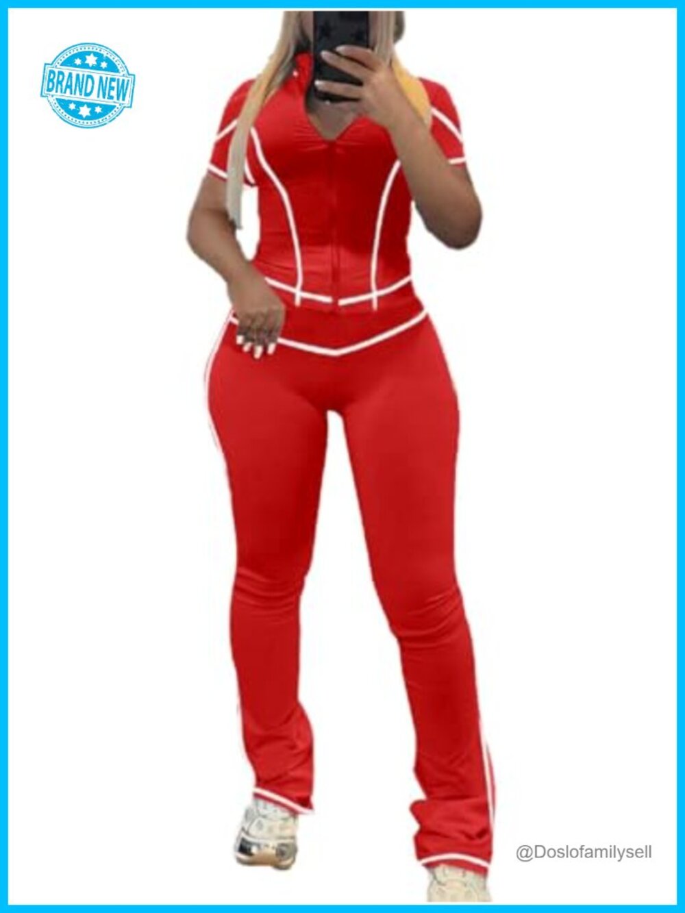 Women's 2 Piece Workout Set Zipper Short Sleeve Tracksuit Polyester Elastane